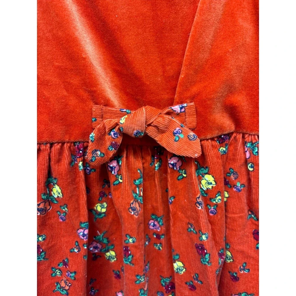 Laura‎ Ashley Mother Child Girls Floral Corduroy Dress Red Vintage 18 Months NWT